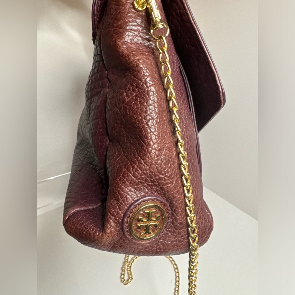 ☘️#159 Tory Burch Vintage 797 Pebbled Leather Two-Way Bag Gold-Tone Hardware - Picture 6 of 14
